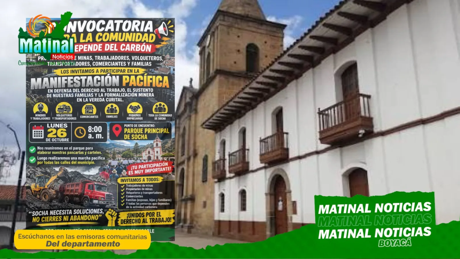 Comunidad minera de El Curital convoca a manifestación pacífica en el casco urbano de Socha por cierre de bocaminas