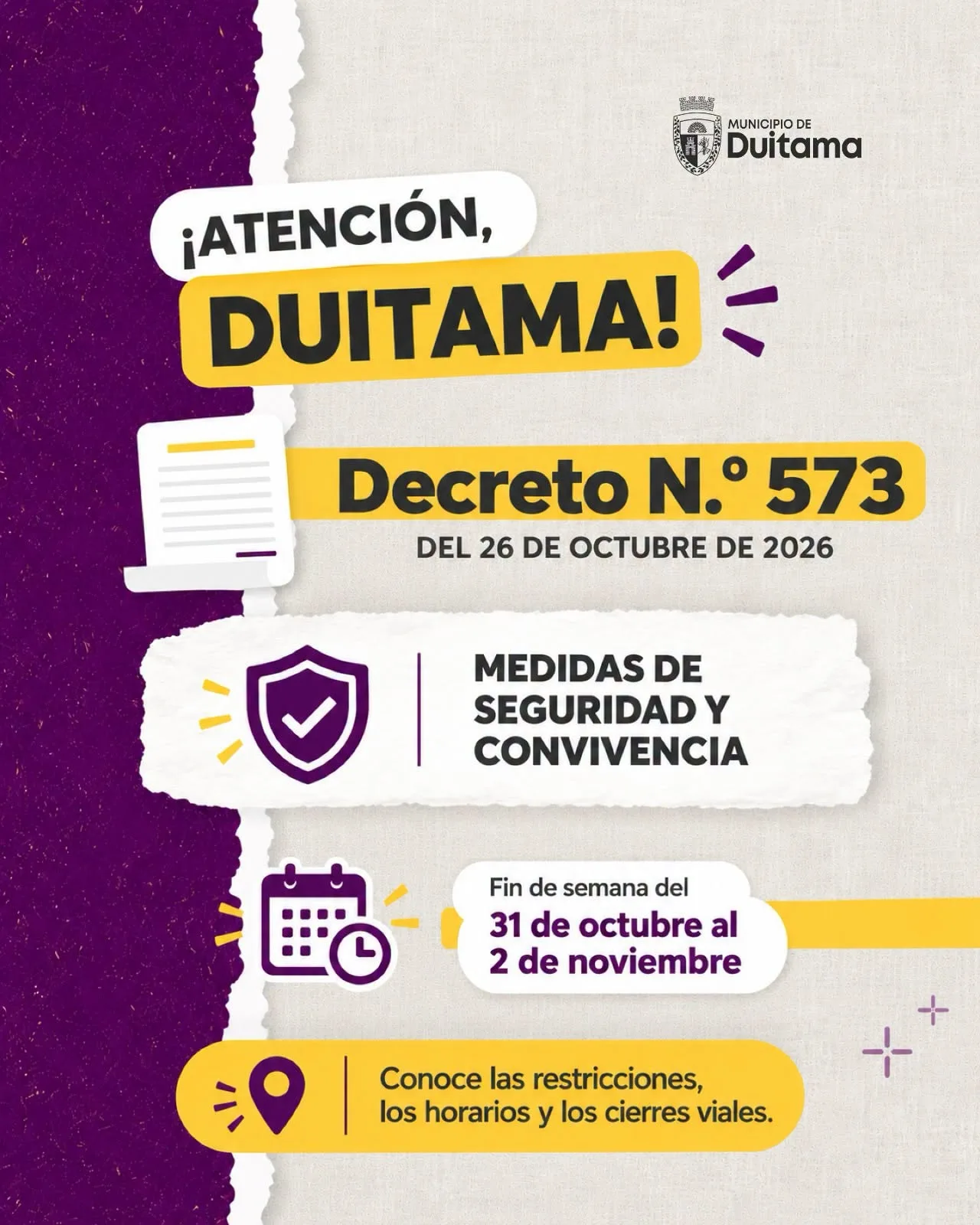 Duitama adopta medidas para Halloween y puente Festivo: Alcaldía dicta medidas de convivencia