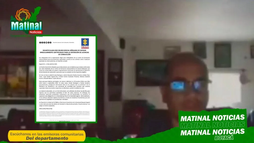 Desarticulada red que expedía certificados falsos para licencias de conducción en Boyacá