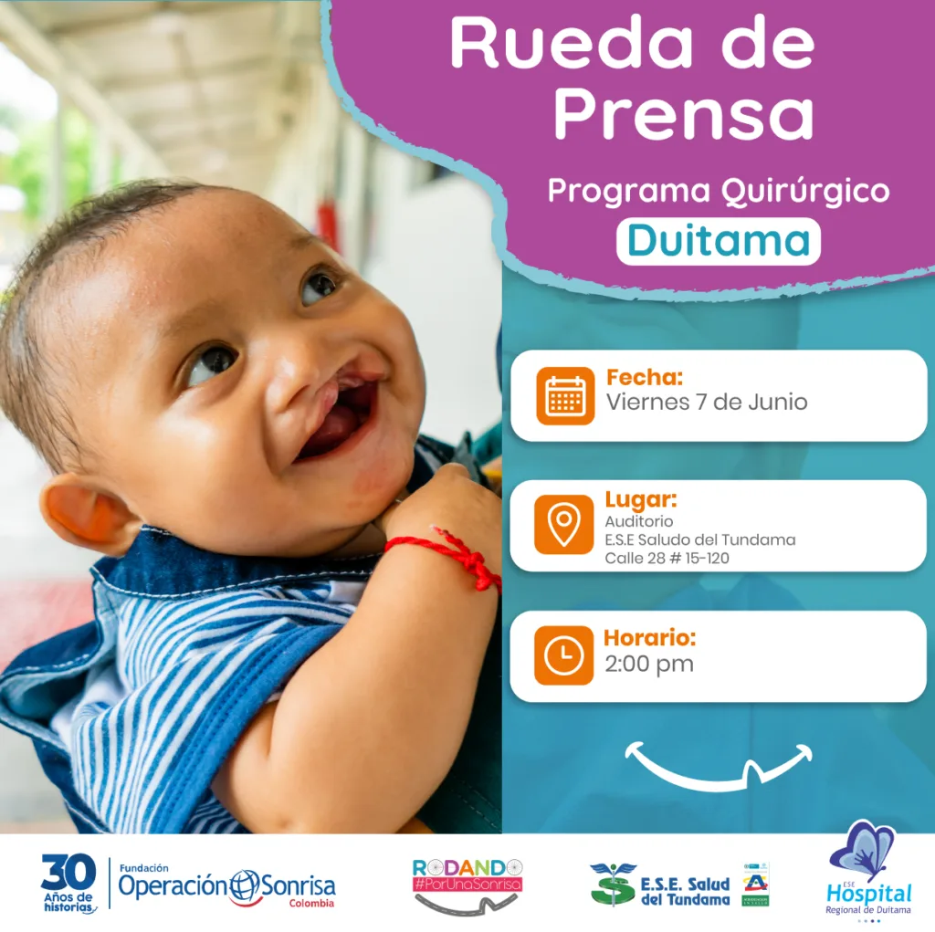 Operación Sonrisa Colombia regresa a Boyacá para una jornada de cirugías gratuitas para niños y niñas con labio fisurado y/o paladar hendido