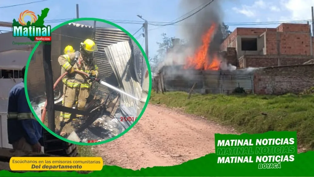 Incendio estructural en el barrio El Progreso dejó una persona lesionada en Duitama