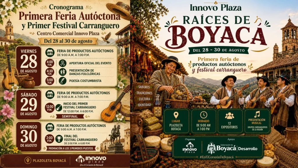 Innovoo Plaza de Duitama se viste de tradición con la Feria Raíces de Boyacá y el Primer Festival Carranguero