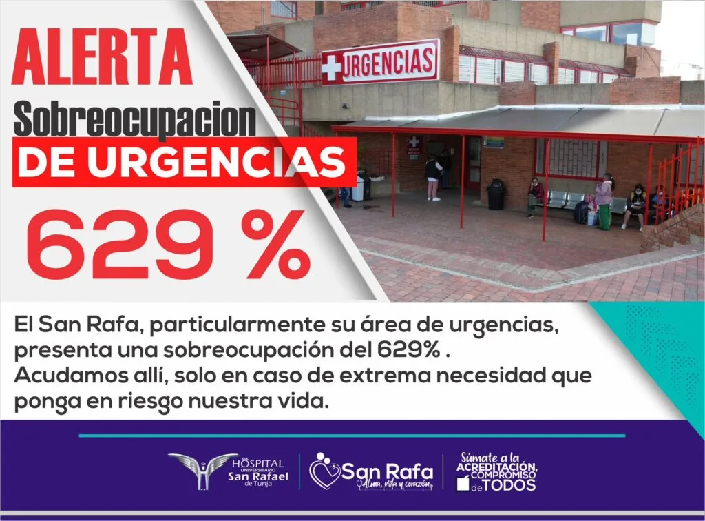 Hospital San Rafael de Tunja alerta desborda ocupación en los servicios de Urgencia 